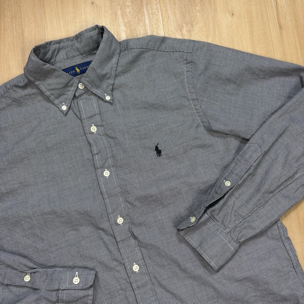 Polo Ralph Lauren Men's Medium Houndstooth Button Up Long Sleeve Black & White